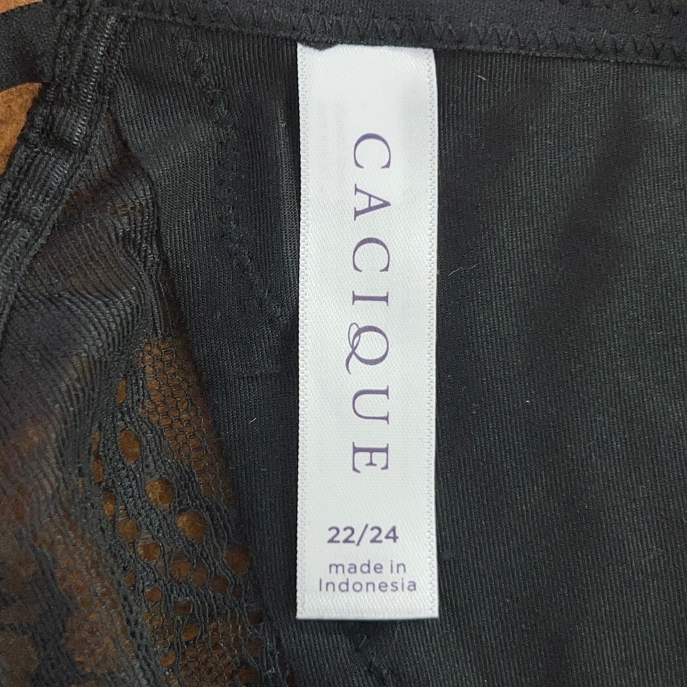 Cacique Womens Plus Size 22/24 Black Lace Lattice Back Cheeky Brief Panty NWT - Picture 5 of 7